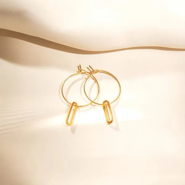 ELEKTROPULLI ELEKTROPULLI Kette 1mm schmal mit grafischem Oval Anhänger, Set mit Ohrringen, Gold, – Produktbild 3 von 4