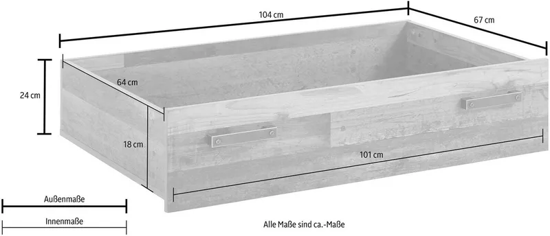 FORTE Schubkasten Clif, Grau, – Produktbild 4 von 5