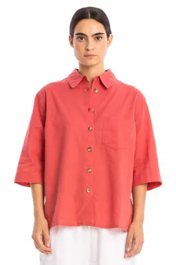 RAVENS VIEW IBIZA RAVENS VIEW IBIZA Damen vegan Hemd Summer Pocket Tonrot – Produktbild 1 von 1