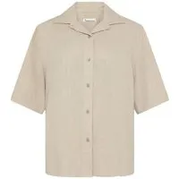 KnowledgeCotton Apparel KnowledgeCotton Apparel Lockere Kurzarmbluse aus Ecovero und Bio-Leinen, Beige-light-feather-gray, – Produktbild 1 von 1