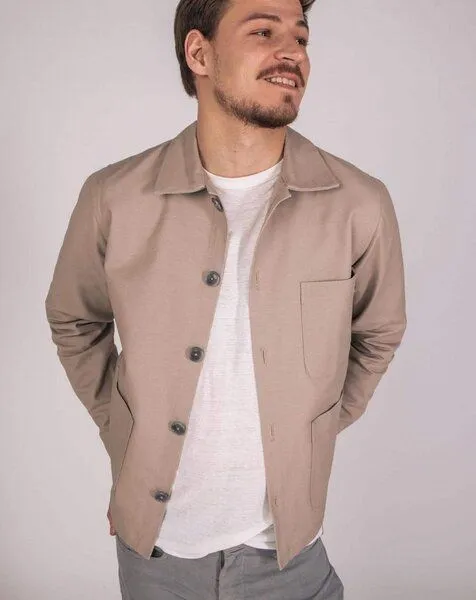 Aatise Aatise Herrenjacke Zularit aus upgecycelter beiger Baumwolle, Beige, – Produktbild 2 von 4