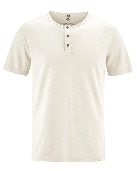 HempAge HempAge Herren Henley T-Shirt Hanf/Biobaumwolle, Offwhite(weiß), – Produktbild 2 von 4