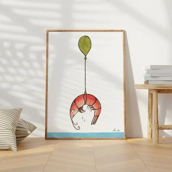 LIGARTI Kunstdruck »Shrimp Ausflug« von LIGARTI | A4, A3 oder A2 | Wandbild | Poster | Kunst – Produktbild 2 von 3