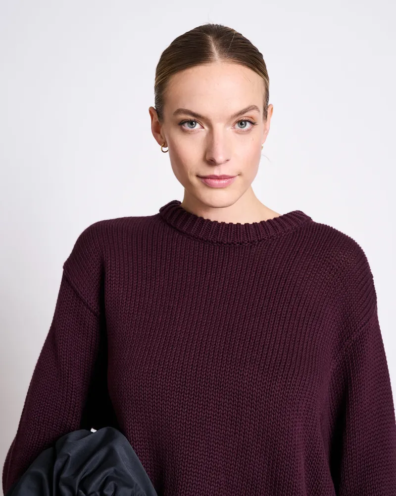 JAN N JUNE JAN 'N JUNE Damen vegan Pullover Sona Cherry Lacquer Rot, Dunkelrot, – Produktbild 1 von 2