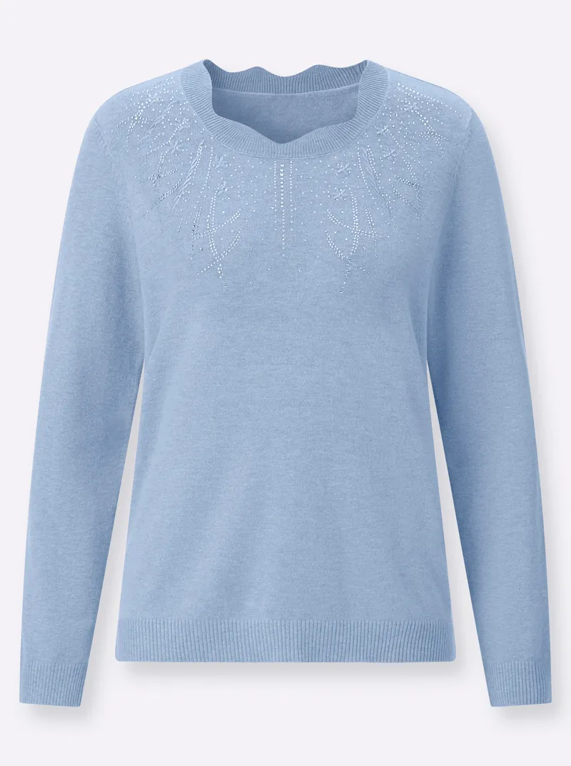 Witt Langarm-Pullover, Eisblau-meliert, – Produktbild 2 von 2