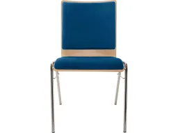 Besucherstuhl "A45" Buche lackiert, Gestell verchr., Steg, Sitz- und Rückenpolster blau – Produktbild 1 von 1