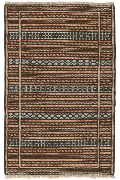Rugtales Kelim Kordi „Rugtales“ aus Schurwolle, Schwarz, – Produktbild 3 von 4