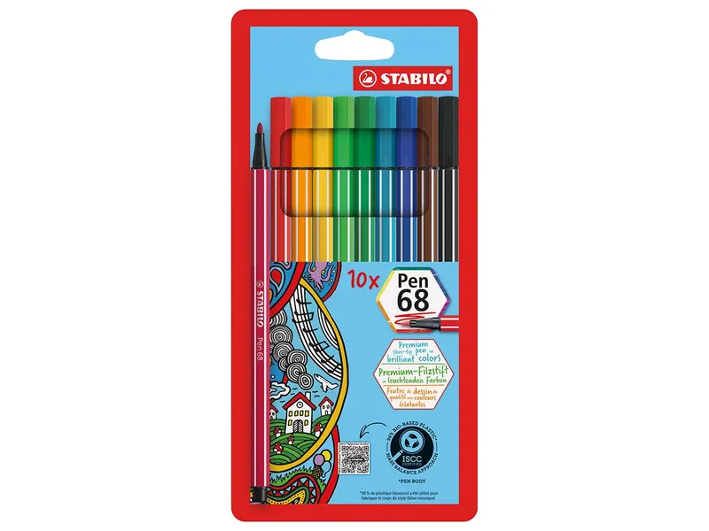 Stabilo STABILO Filzstift "Pen 68", ISCC Plus 96%, 10er-Set – Produktbild 1 von 2
