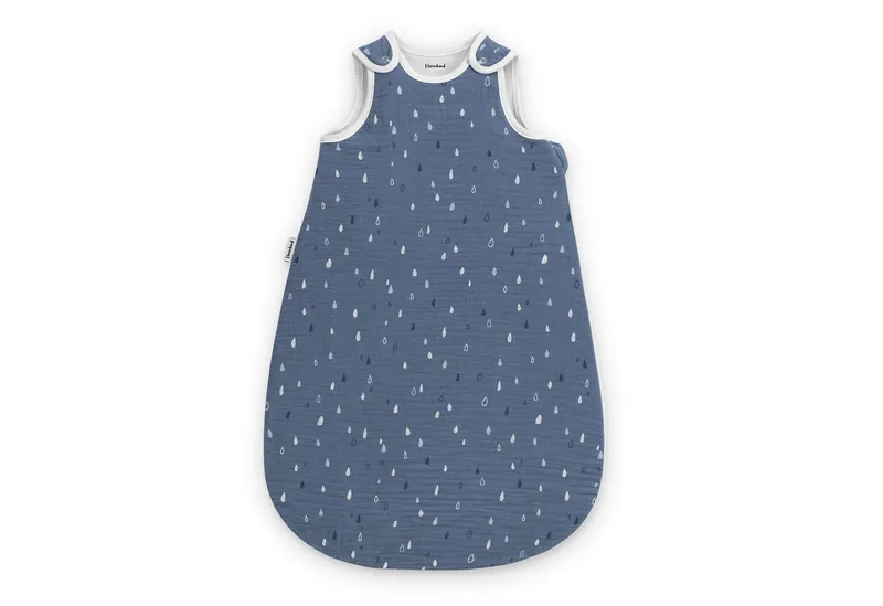 Ehrenkind Babyschlafsack Musselin Ganzjahresschlafsack Rund, 2.5 TOG (mit atmungsaktiver Bio-Baumwolle), für guten Schlaf zu jeder Jahreszeit, Blau, – Produktbild 1 von 5