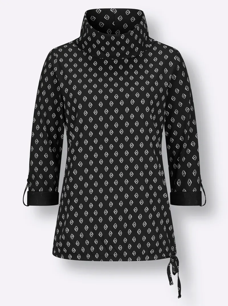 Witt Witt Rollkragenshirt schwarz-ecru-bedruckt, Schwarz-ecru-bedruckt, – Produktbild 1 von 2