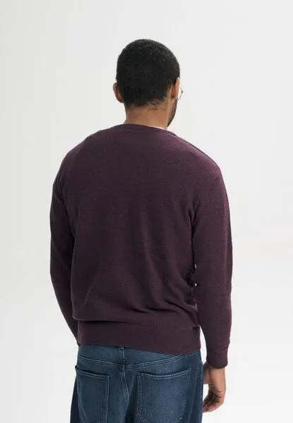 MELA MELA Feinstrick Pullover Style HIMAL aus 100% Bio-Baumwolle, Elderberry melange, – Produktbild 3 von 5