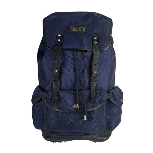 manbefair manbefair Rucksack Vienna aus recyceltem Nylon Gewebe und Rinds-Leder, Blau, – Produktbild 1 von 4
