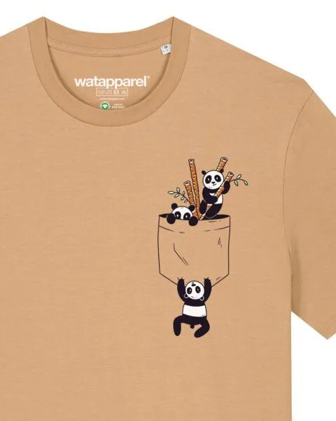 watapparel watapparel T-Shirt Unisex Pocket Pandas, Latte, – Produktbild 3 von 3