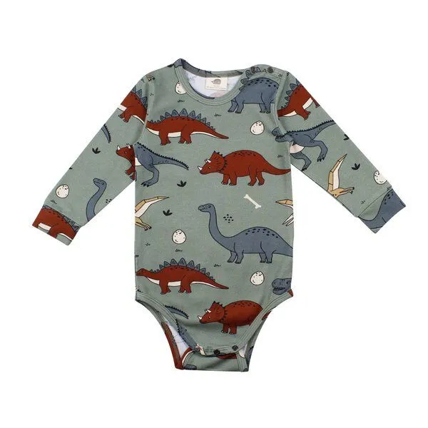 Walkiddy Langarm Baby Body *Funny Dinosaurs* GOTS Bio | Walkiddy – Produktbild 1 von 2