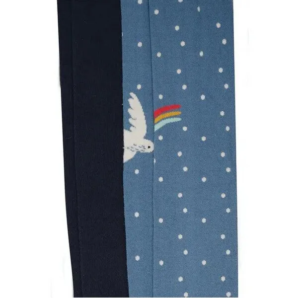 Frugi Frugi Doppelpack Strumpfhosen dunkelblau und Schneehuhn – Produktbild 3 von 3
