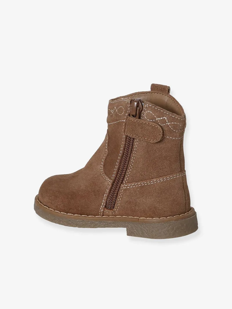 Vertbaudet Vertbaudet Baby Leder-Boots mit Reißverschluss, Braun, – Produktbild 3 von 4