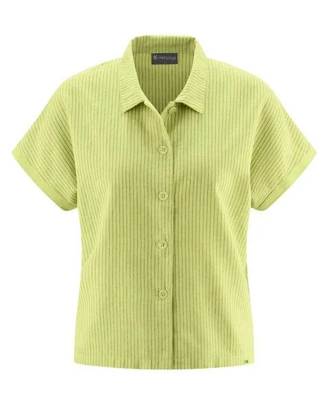 HempAge HempAge Kurzarm-Bluse Hanf/Biobaumwolle, Bamboo(grün), – Produktbild 1 von 4