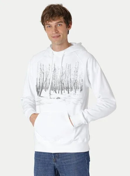 Peaces.bio - handbedruckte Biomode Peaces.bio - handbedruckte Biomode Hoodie Woodland Herren, Weiss, – Produktbild 2 von 2