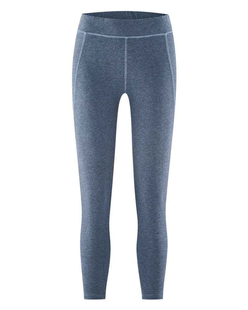 HempAge Hempage Damen vegan Yoga Leggings Melange Blueberry, Blau, – Produktbild 1 von 2