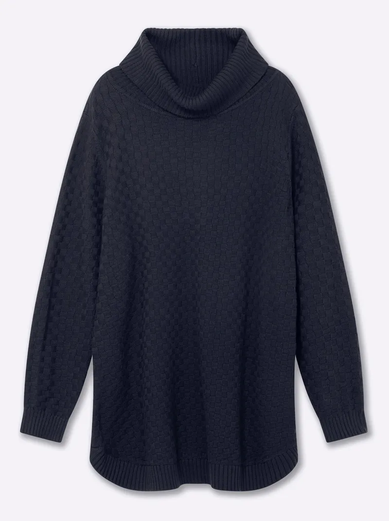 sheego Pullover tiefblau, Tiefblau, – Produktbild 1 von 2