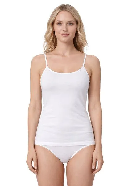 Haasis Bodywear Haasis Bodywear Damen Spaghetti Top, Glanzeinfass, 3er Pack, Bio Baumwolle, Weiss, – Produktbild 2 von 4