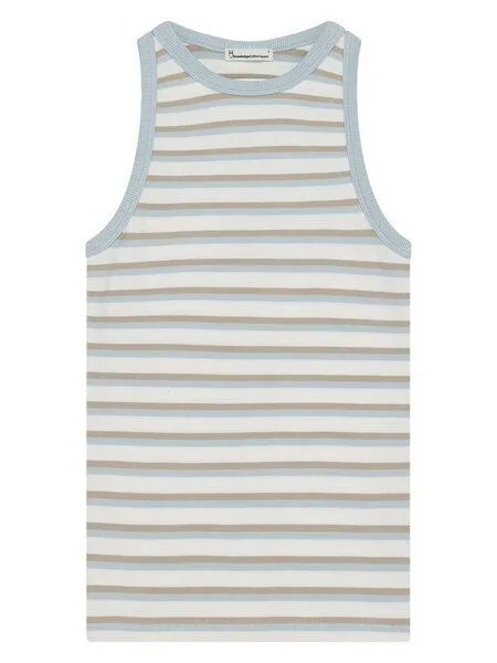 KnowledgeCotton Apparel KnowledgeCotton Apparel Tanktop gerippt - Racer rib top - aus Bio-Baumwolle, Blau (multicolor-stripe), – Produktbild 1 von 3