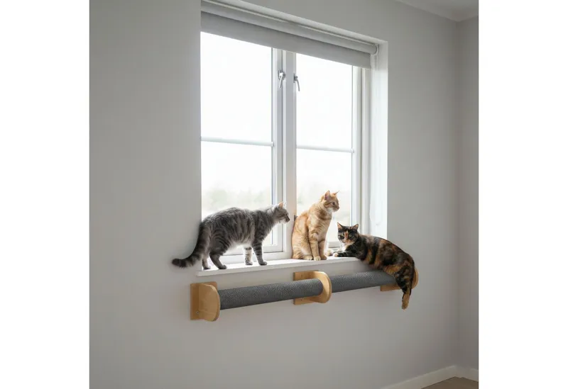 eyepower Kratzbaum zur Wandmontage - 66 cm Wandkratzbaum für Katzen - Sisal Kratzstamm, Sisalstamm Wand - Katzenkratzbaum platzsparend - Kletterwand Katze, Grau, – Produktbild 5 von 5