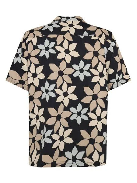 KnowledgeCotton Apparel KnowledgeCotton Apparel Kurzärmeliges Hemd mit Blumenprint aus Tencel, Schwarz-black, – Produktbild 3 von 3