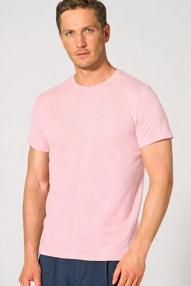 HempAge Hempage Herren vegan T-Shirt Slim Fit Rosé, Rosa, – Produktbild 2 von 2