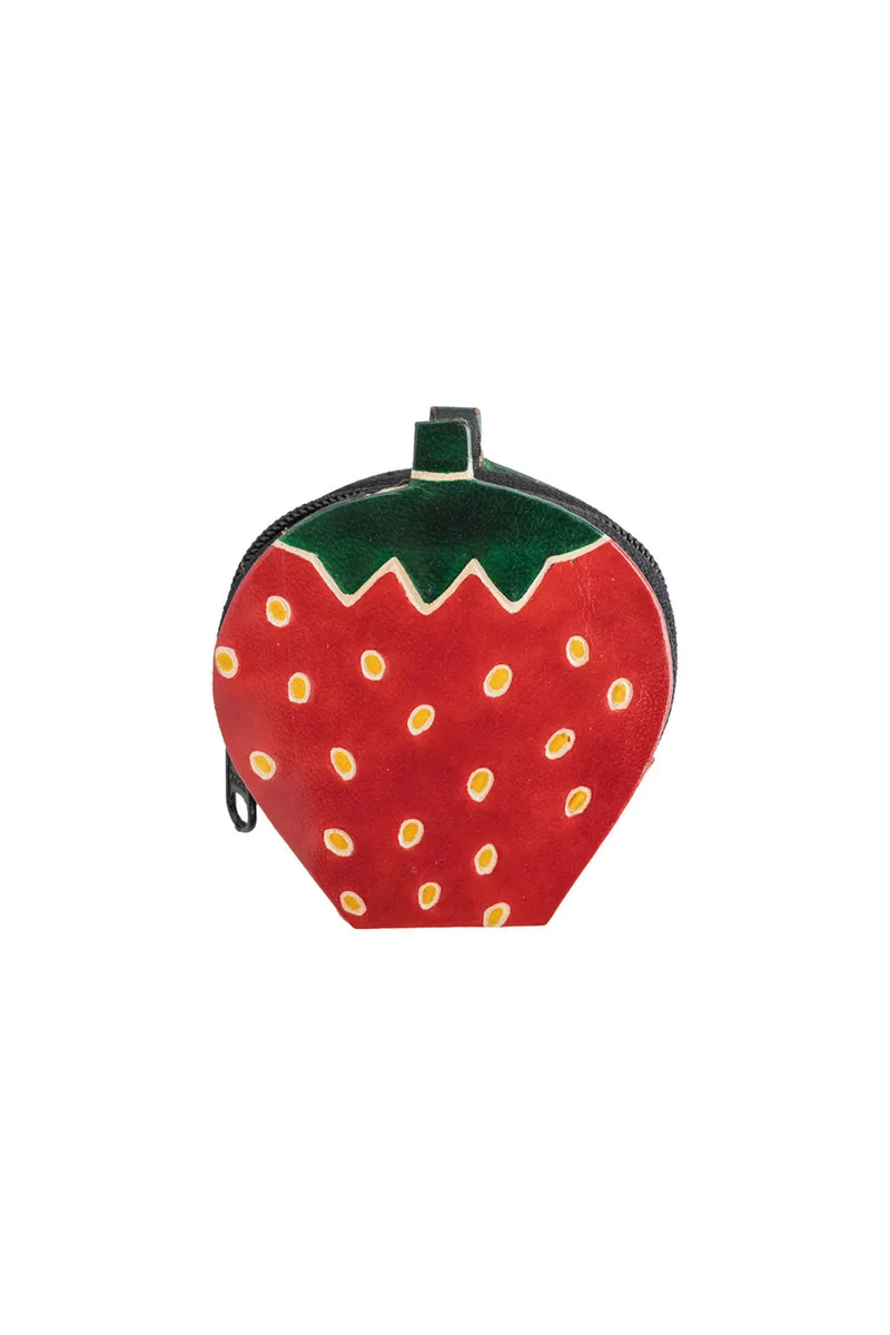 Tranquillo Handgeprägte Geldbörse STRAWBERRY – Leder - rot – Produktbild 1 von 2