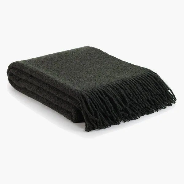 MoST Blankets MoST Blankets Überwurfdecke PARIS sumpfgrün aus Bouclé-Wolle – Produktbild 1 von 2