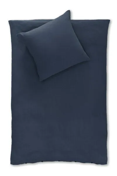 jilda-tex jilda-tex Musselin-Bettwäsche Medina 100% Bio-Baumwolle Made in Green in naturfarben, Dunkelblau, – Produktbild 2 von 4
