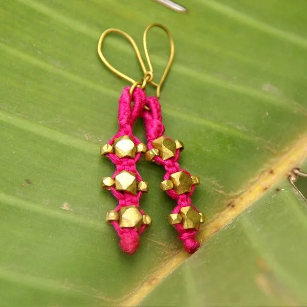 KIKOONI KIKOONI Dokra Ohrringe "pink stones" – Produktbild 2 von 4