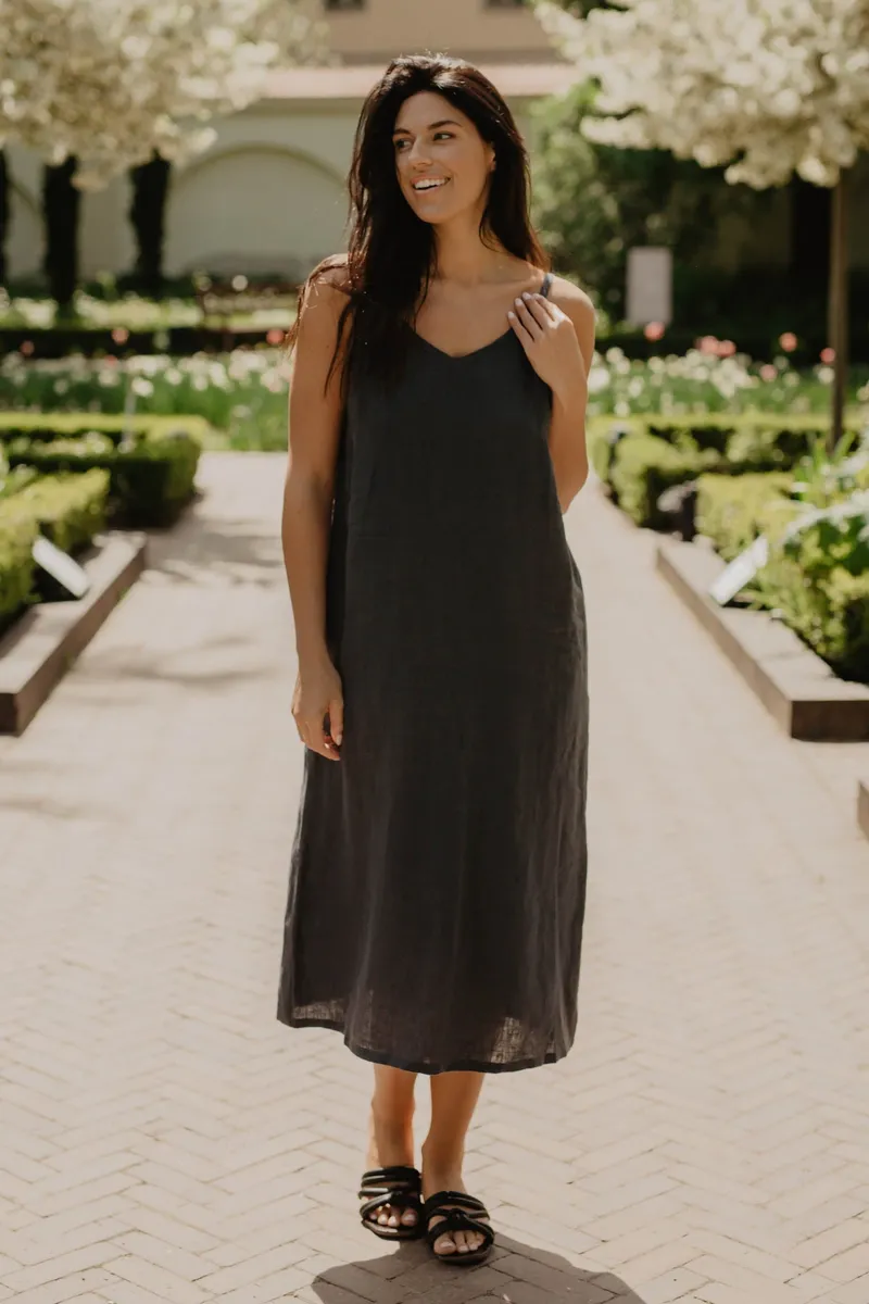 AmourLinen AmourLinen Damen vegan Kleid Jakarta Anthrazit, Dunkelgrau, – Produktbild 2 von 2