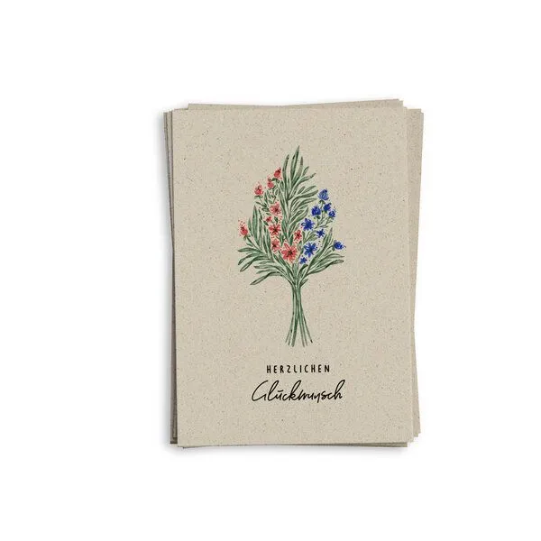 matabooks® matabooks® A6 Grußkarte/Klappkarte aus nachhaltigem Graspapier, Glückwunsch, – Produktbild 1 von 4