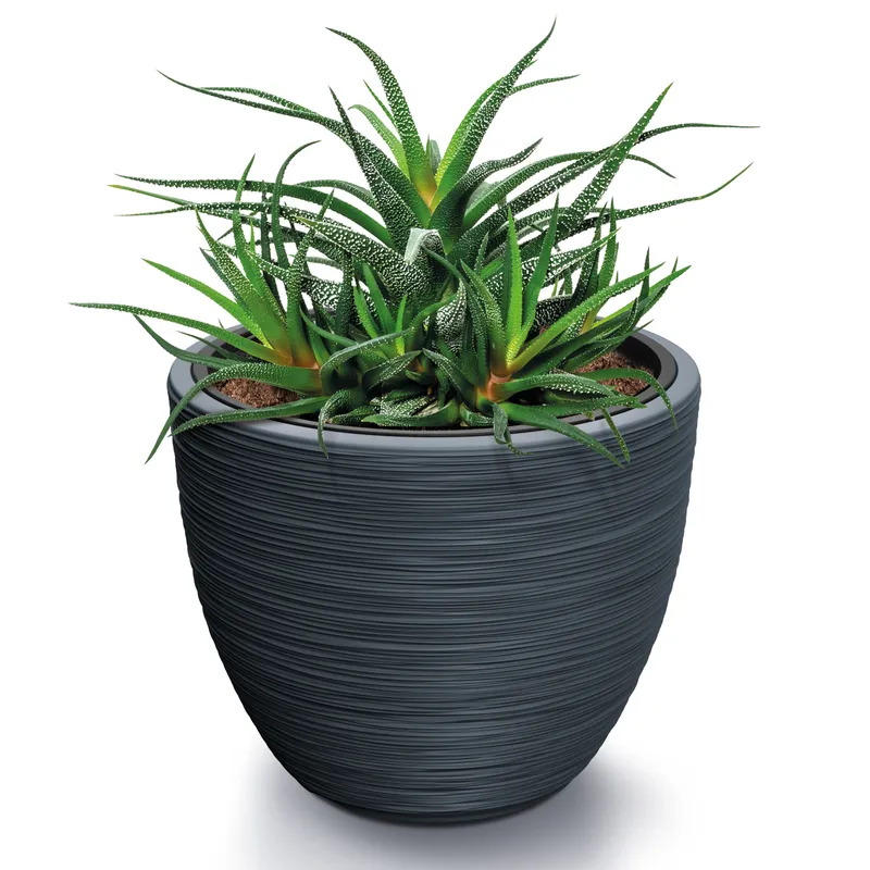 Casaria® Blumentopf Rillen Grau Kunststoff 40x32cm – Produktbild 2 von 2