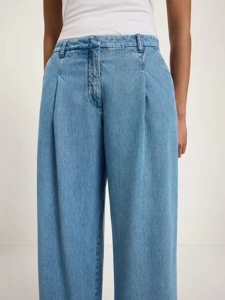LANIUS LANIUS Jeans mit Bundfalte aus TENCEL, Mid blue denim, – Produktbild 4 von 5