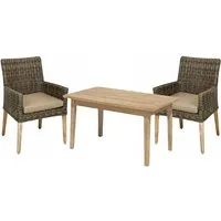 Gartenmöbel-Set "NORVELL/PUEBLO" 3-tlg.  1 x Tisch Akazie, 2 Sessel KSgefl. hellbraun – Produktbild 1 von 1