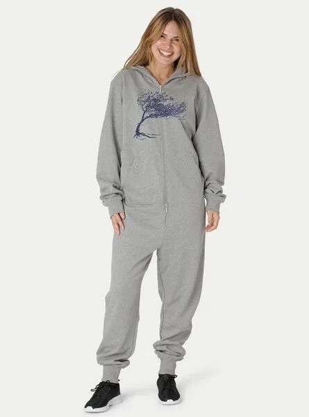 Peaces.bio - handbedruckte Biomode Peaces.bio - handbedruckte Biomode Jumpsuit Windy Tree Damen, Hellgrau, – Produktbild 1 von 2