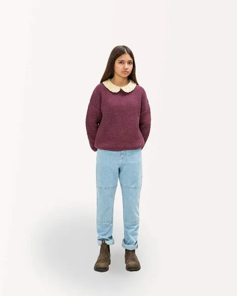MATONA Matona Gestrickter Wollpullover für Kinder / Round Neck Sweater, Berry, – Produktbild 3 von 4