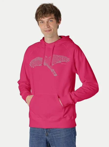 Peaces.bio - handbedruckte Biomode Peaces.bio - handbedruckte Biomode Bio-Herren-Kapuzensweater Sperber, Pink, – Produktbild 2 von 2