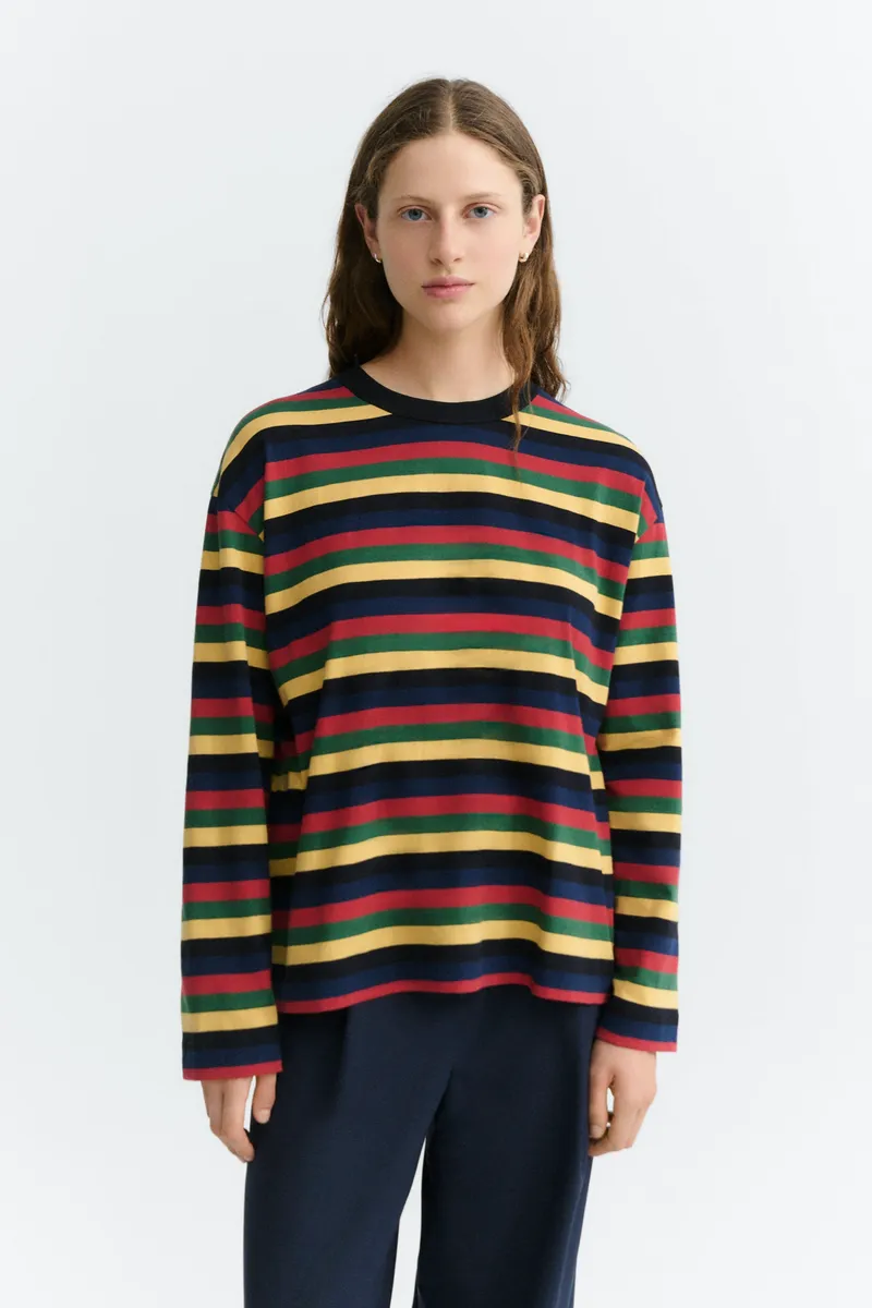 thinking mu thinking mu Damen vegan Langarmshirt Emily R Mehrfarbig Gestreift, Extra dunkelblau, – Produktbild 2 von 2