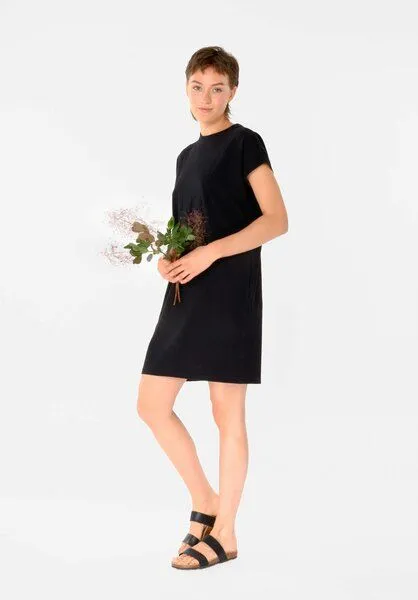 THOKKTHOKK ThokkThokk TT76 Boxy Shirt Dress STRUCTURED (GOTS), Black (schwarz), – Produktbild 3 von 5