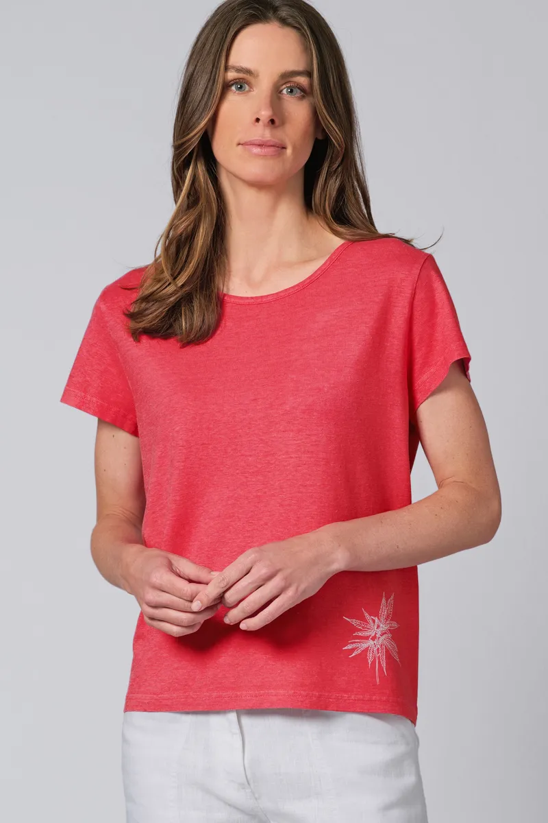 HempAge Hempage Damen vegan T-Shirt Aus Hanf Mit Magnolien Print Rosa, Rosa, – Produktbild 1 von 2
