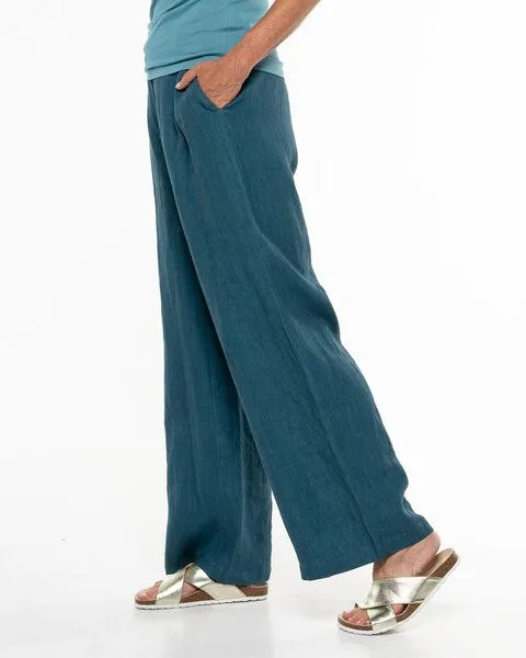 Alma & Lovis Alma & Lovis Legere Marlenehose aus reinem Leinen | Leinen Marlene, Sea (blau-petrol), – Produktbild 2 von 4