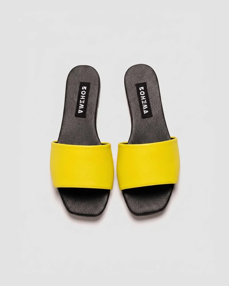 BOHEMA BOHEMA Damen vegan Slides Mellow Yellow, Gelb, – Produktbild 1 von 2