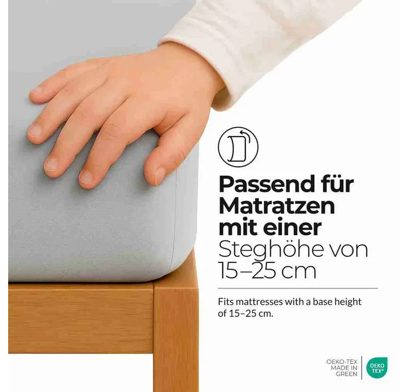 etérea Himmlische Qualität Spannbettlaken etérea Comfort Jersey Spannbettlaken, Jersey, Gummizug: rundum, (1 Stück), Silberfarben, – Produktbild 3 von 5