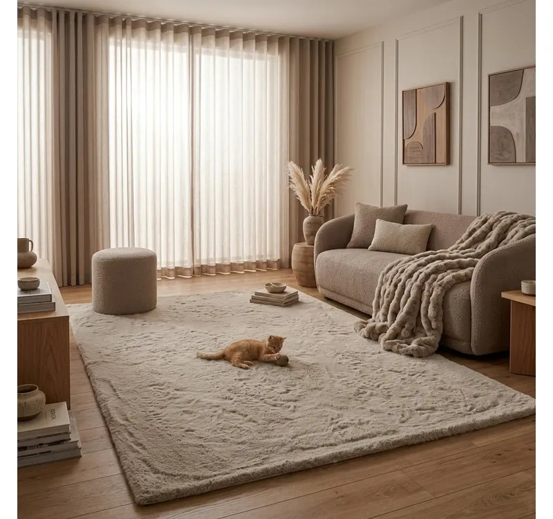 Consilio Concept Fellteppich Teppich Hasenfell Imitat COZY Fell Hochflor rechteckig Höhe: 22 mm, Braun, – Produktbild 3 von 6