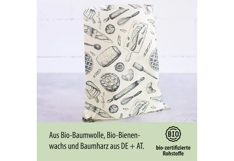 little bee fresh little bee fresh Bienenwachstuch großer Beutel mit Bio-Bienenwachs, wiederverwendbar, plastikfrei, nachhaltig, regional, Grau|rot, – Produktbild 1 von 5