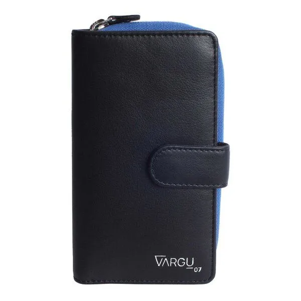 Vargu Vargu Echtleder Geldbörse SABA 1-A, Black - blue, – Produktbild 2 von 4